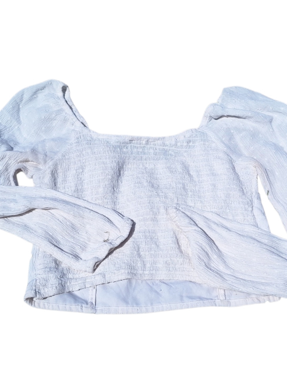 Hollister Crop Top White Long Puff Sleeve Boho Cottagecore Blouse sz M